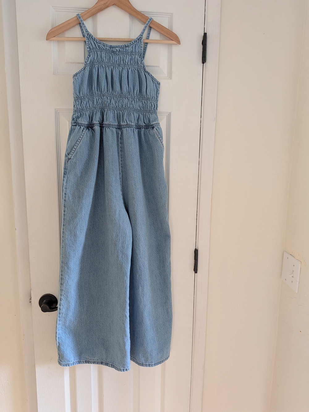 Abercrombie Kids Light Wash Blue High Neck Denim Jumpsuit Size 13/14